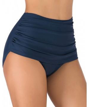 Women's Swim Bottoms Full Coverage Ruched Hipster Bikini Bottoms Tankini Swimsuit Briefs Shorts - D-blue - C318ND8YL73 $17.72...