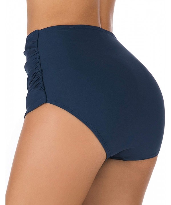 Women's Swim Bottoms Full Coverage Ruched Hipster Bikini Bottoms Tankini Swimsuit Briefs Shorts - D-blue - C318ND8YL73 $17.72...