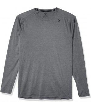 Men's Quick Dry Long-Sleeve T-Shirt Rash-Guard - Cool Grey Heather - C818NL4D6IU $38.73-Rash Guards