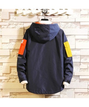 Men's Windbreaker Loose-Fit Autumn Jacket Pullover Hoodie Big Pocket Sport Outwear Coat Drfoytg - Navy - CH1922A3MCY $29.52-R...