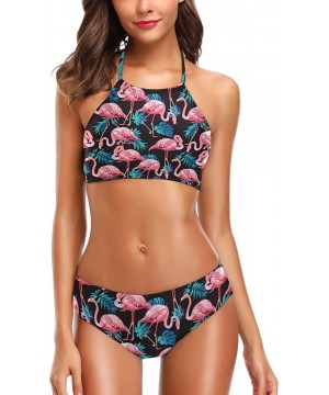 Women's Fantastic Stylish Halter Tie Push-up 2 Pcs Beach Swimsuit/Bathing/Bikini Set - Flamingo - CC18G4C004L $28.81-Sets