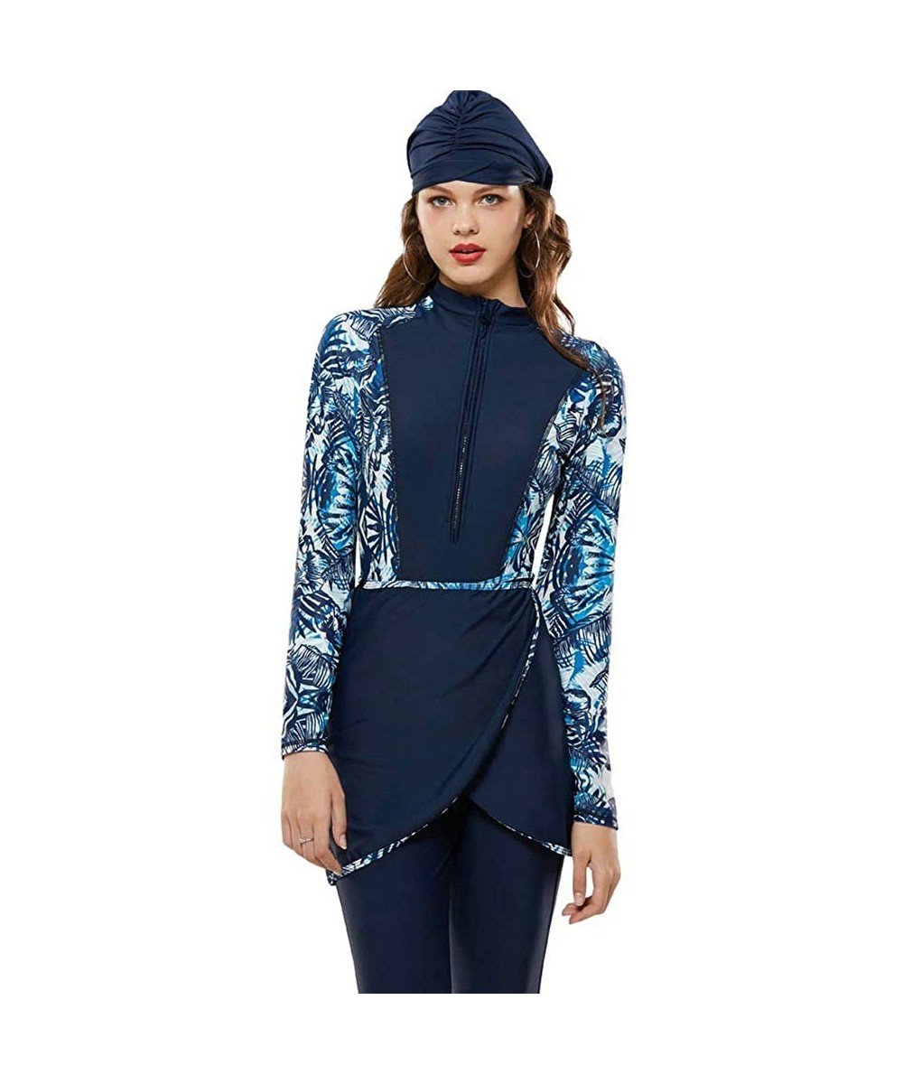 Muslim Swimwear 4 Set Burkini Islamic Swimsuit Whole Body Cover Up - CR1903C3YWT $50.80-Cover-Ups