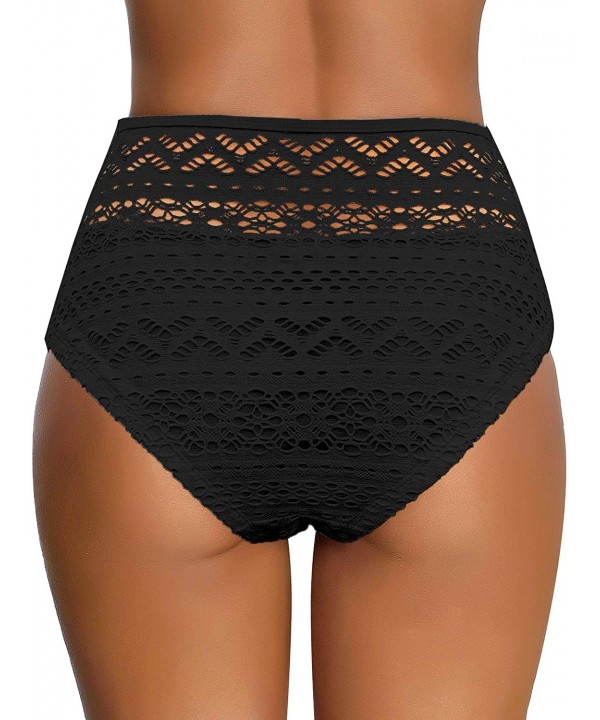 Women's High Waist Ruched Bikini Bottom Solid Swim Shorts Tankini Brief - M Black - CA1965G43MM $15.93-Tankinis