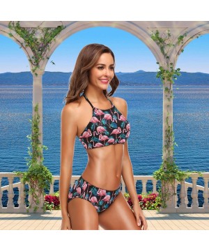 Women's Fantastic Stylish Halter Tie Push-up 2 Pcs Beach Swimsuit/Bathing/Bikini Set - Flamingo - CC18G4C004L $28.81-Sets