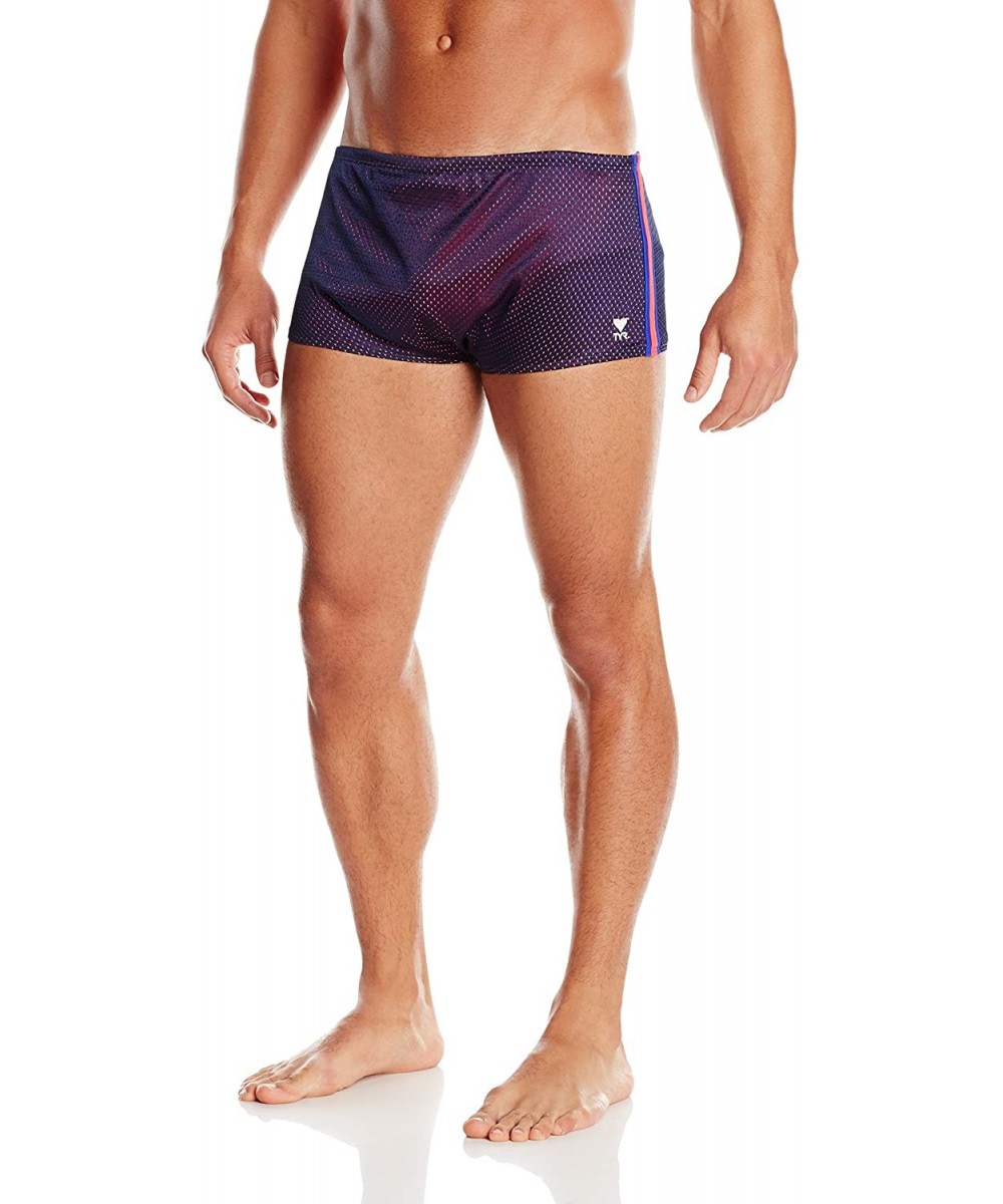 Men's Solid Brite Poly Mesh Trainer Swimsuit - Navy/Red/Blue - CX11L2SLT51 $17.76-Racing