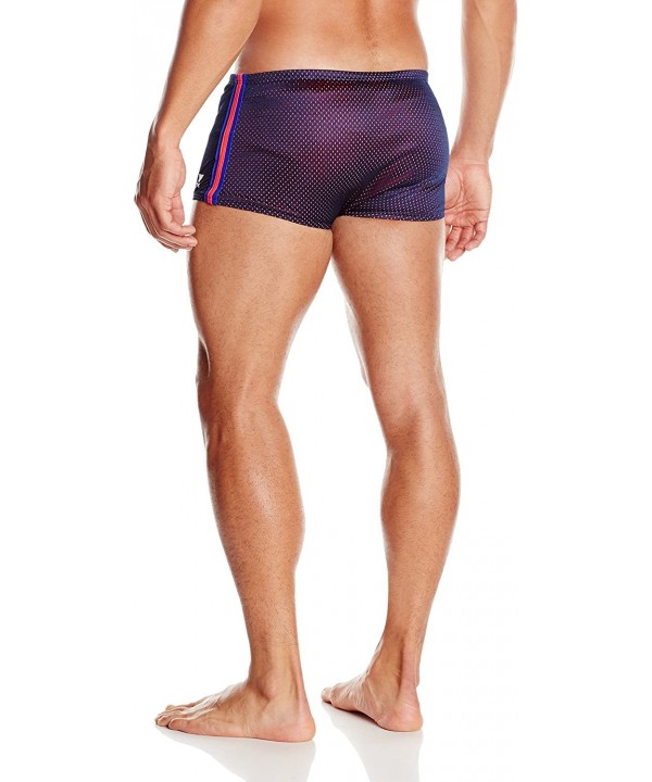 Men's Solid Brite Poly Mesh Trainer Swimsuit - Navy/Red/Blue - CX11L2SLT51 $17.76-Racing