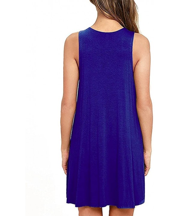 Women's Summer Casual Swing T-Shirt Dresses Beach Cover up with Pockets - Royal Blue - C01807QCXYR $21.38-Cover-Ups