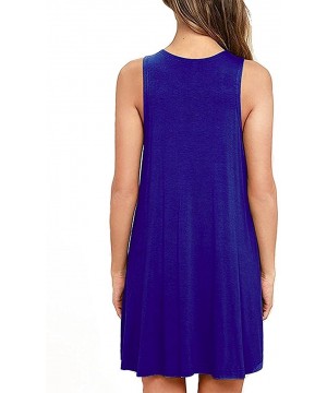 Women's Summer Casual Swing T-Shirt Dresses Beach Cover up with Pockets - Royal Blue - C01807QCXYR $21.38-Cover-Ups