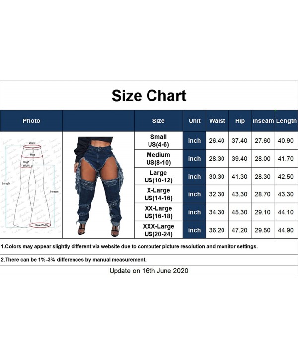 Women's Skinny Ripped Bell Bottom Jeans Elastic High Waisted Flared Jean Pants - Dack Blue1 - C819C5DAANR $34.45-Cover-Ups