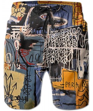 Jean-Michel Basquiat Men's Summer Beach Surf Board Shorts Swimming Trunks Casual Short Pants - CQ18SAQ6M52 $20.37-Board Shorts