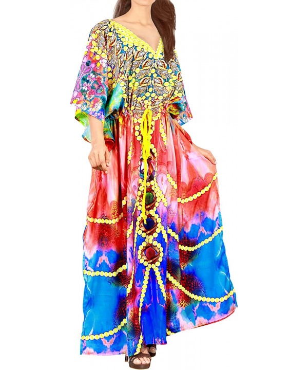 Women's One Size Kaftan Lounger Casual Beach Swim Cover Ups Drawstring - Multicolor_v561 - C512DM2Q0S5 $23.77-Cover-Ups