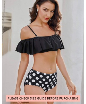 Womens Bikini Swimsuits - Bikinis for Women - Tankini Swimsuits - Black Dots - CZ196SWS5IY $20.74-Sets