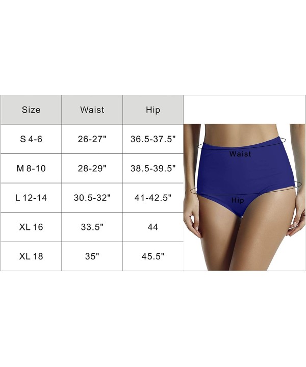 Women's Sexy Retro High Waisted Bikini Bathing Suit Bottoms 2 Pack - Blue Depths Dark Red - CB18UHHIT7E $13.41-Bottoms