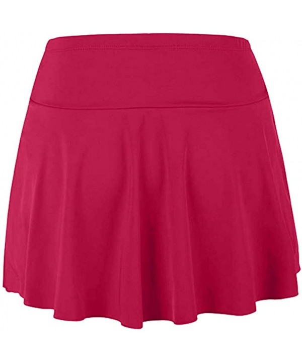 Women's Skirted Bikini Bottom High Waisted Beach Pocket Skirt - Red - CQ1967YSKWD $11.76-Tankinis