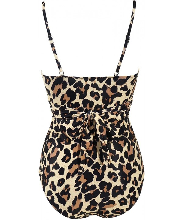 Women Wrap Cut Out One Piece Swimsuit High Waisted Monokini Bathing Suit - 93 Leopard - CX198COEEGR $23.76-One-Pieces