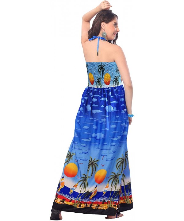 Women's Plus Size Tube Top Bandeau Midi Club Cocktail Dress Printed A - Blue_o882 - CI12HSDX0UZ $19.58-Cover-Ups