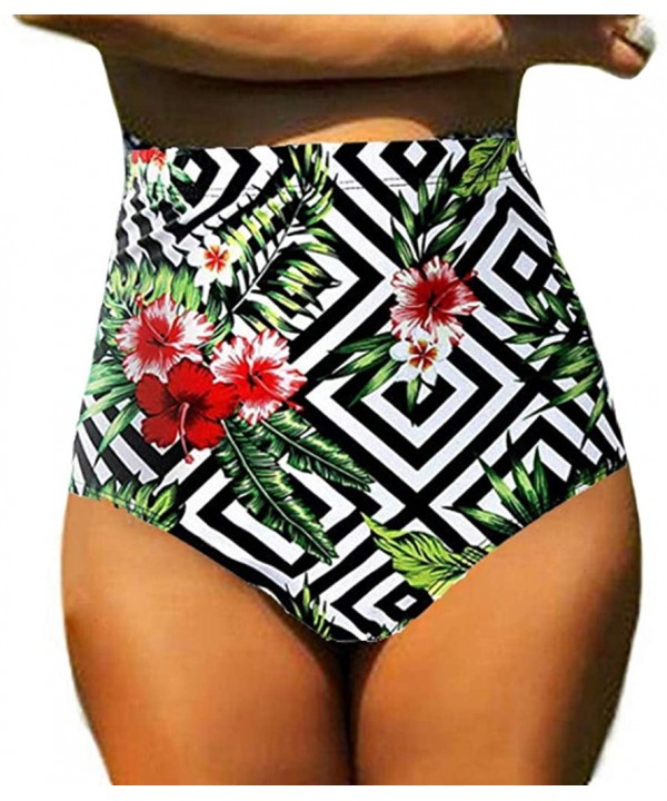 Women's Retro Bikini Bottoms High Waisted Bandage Cheeky Swim Underwear Swimsuit Shorts - Square - CY18QQSIG6S $9.32-Bottoms