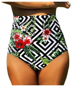 Women's Retro Bikini Bottoms High Waisted Bandage Cheeky Swim Underwear Swimsuit Shorts - Square - CY18QQSIG6S $9.32-Bottoms