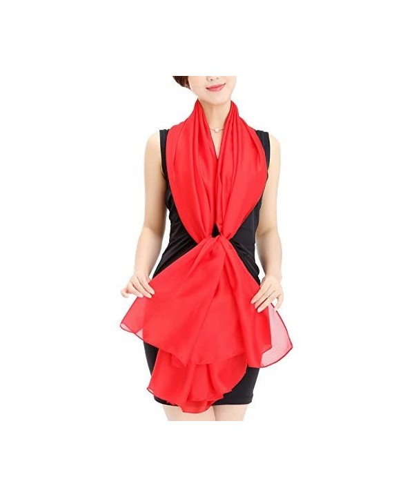 Women's Swimwear Imitate Silk Shawl Swimsuit Large Wrap Sheer Scarf - Red - CQ17YORKU3A $10.59-Cover-Ups