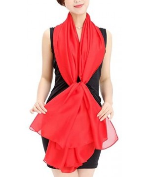 Women's Swimwear Imitate Silk Shawl Swimsuit Large Wrap Sheer Scarf - Red - CQ17YORKU3A $10.59-Cover-Ups