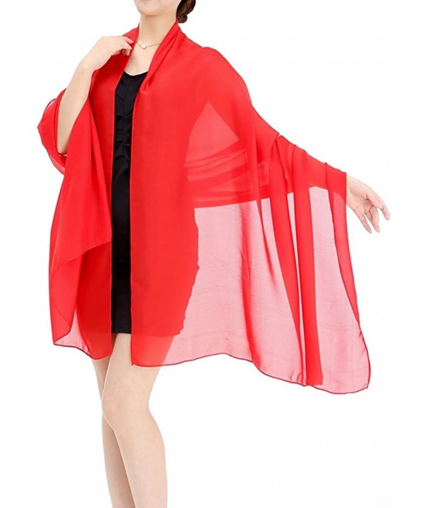 Women's Swimwear Imitate Silk Shawl Swimsuit Large Wrap Sheer Scarf - Red - CQ17YORKU3A $10.59-Cover-Ups