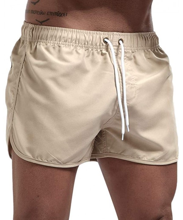 Men's Spring and Summer Splicing Swimming Trousers and Beach Surfing Shorts - Khaki - C618UML86GX $10.42-Briefs