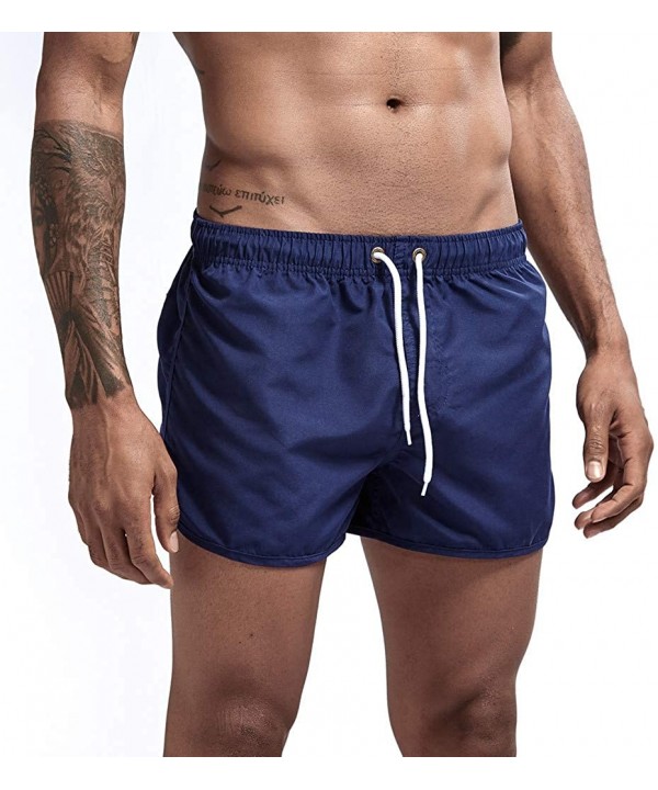 Men's Swimming Trunks Quick Dry Board Shorts with Mesh Lining Swim Shorts Boxer Briefs Swimwear Bathing Suits - Zz-a-navy - C...