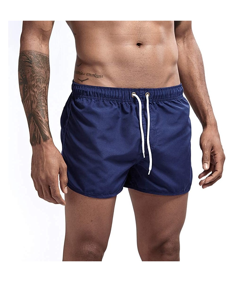 Men's Swimming Trunks Quick Dry Board Shorts with Mesh Lining Swim Shorts Boxer Briefs Swimwear Bathing Suits - Zz-a-navy - C...