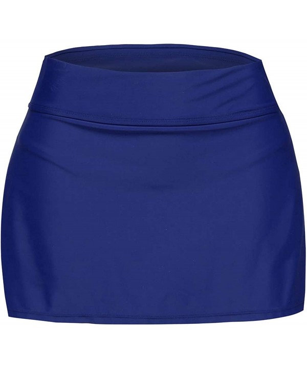 Women's Swimming Skirt Boardshort Waistband Solid Color Skort Bikini Bottom Swimdress - Navy Blue - CF18C35ZWHA $12.24-Tankinis