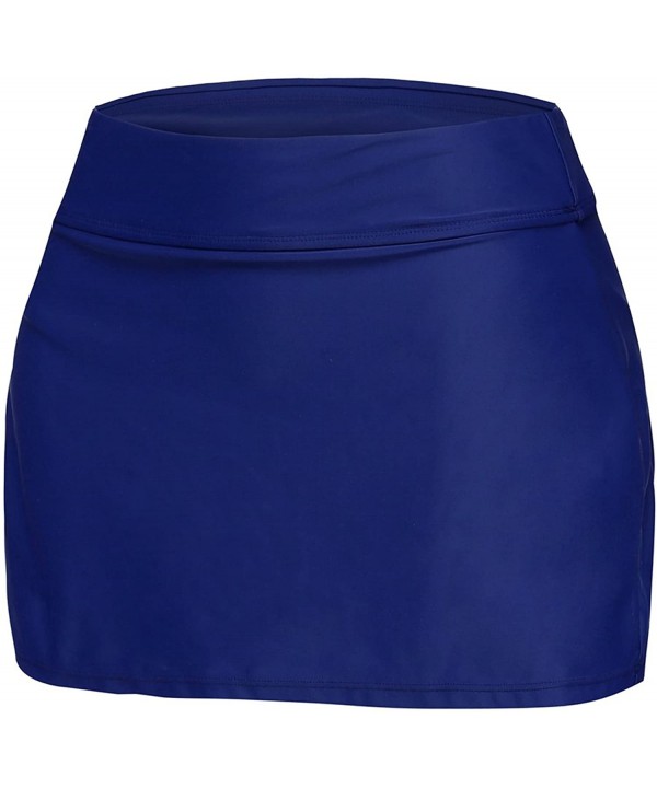 Women's Swimming Skirt Boardshort Waistband Solid Color Skort Bikini Bottom Swimdress - Navy Blue - CF18C35ZWHA $12.24-Tankinis