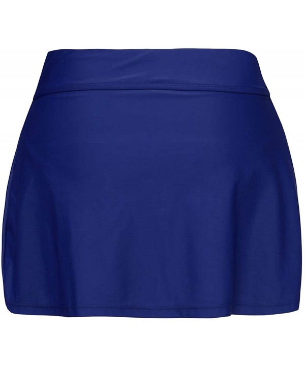 Women's Swimming Skirt Boardshort Waistband Solid Color Skort Bikini Bottom Swimdress - Navy Blue - CF18C35ZWHA $12.24-Tankinis