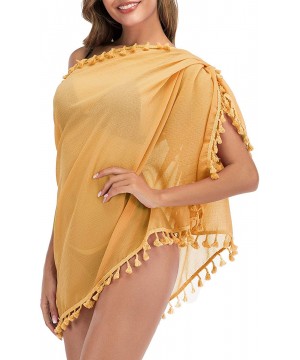 Womens Sarong Swimsuit Cover Up Beach Wrap Skirt Swimwear Bikini Cover-ups Short - Yellow - CX197RCEQDC $12.69-Cover-Ups