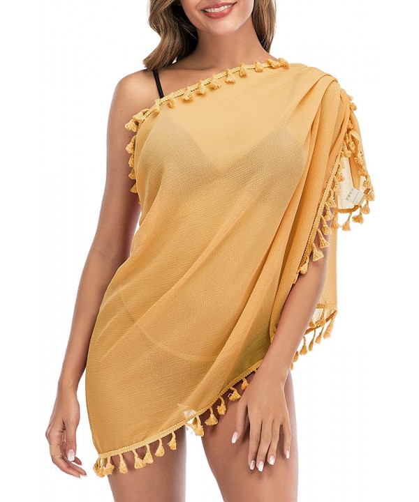 Womens Sarong Swimsuit Cover Up Beach Wrap Skirt Swimwear Bikini Cover-ups Short - Yellow - CX197RCEQDC $12.69-Cover-Ups