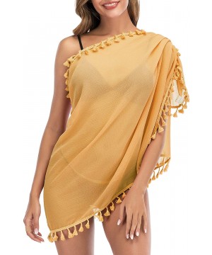 Womens Sarong Swimsuit Cover Up Beach Wrap Skirt Swimwear Bikini Cover-ups Short - Yellow - CX197RCEQDC $12.69-Cover-Ups