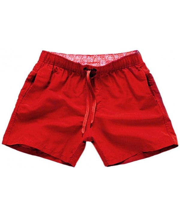 Men Beach Shorts Pure Color Splice Stripe Beach Swimming Trunks Board Swimsuit Shorts - Red - CL18QZ9RHZ7 $13.09-Board Shorts