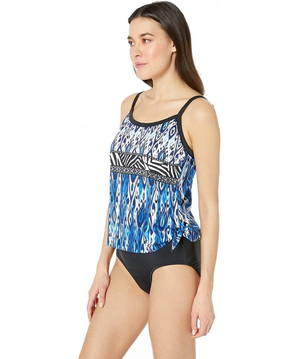 Women's Scoop Neck Faux Side Tie One Piece Swimsuit - Navy//Safari - C618KNAYOY2 $29.00-One-Pieces