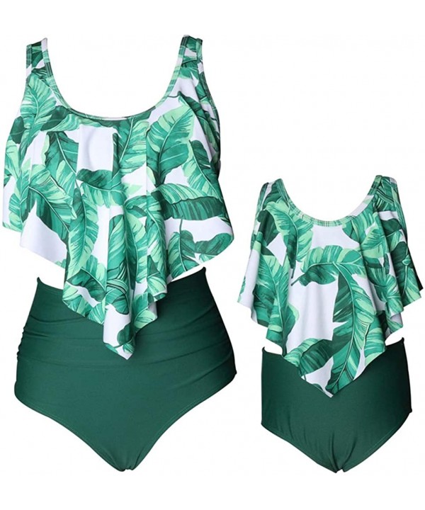 Women's Swimwear Girls Bathing Suit Mommy and Me Swimsuit Swimwear Bikini Set - Leaf - CI18O29SO9Z $11.61-Sets