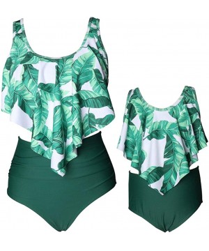 Women's Swimwear Girls Bathing Suit Mommy and Me Swimsuit Swimwear Bikini Set - Leaf - CI18O29SO9Z $11.61-Sets