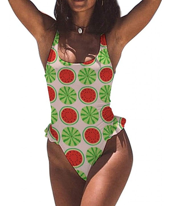 Watermelon Hot One-Piece Beach Crop Bathing Suit Full Coverage Trim Top for Girls - Style1-6 - CZ19DI2A24M $20.77-Rash Guards