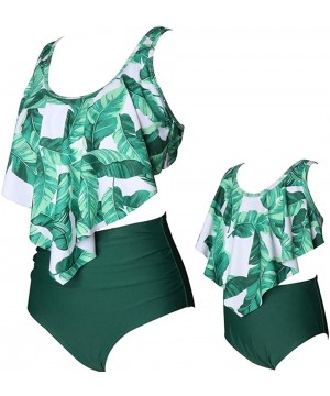 Women's Swimwear Girls Bathing Suit Mommy and Me Swimsuit Swimwear Bikini Set - Leaf - CI18O29SO9Z $11.61-Sets