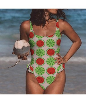 Watermelon Hot One-Piece Beach Crop Bathing Suit Full Coverage Trim Top for Girls - Style1-6 - CZ19DI2A24M $20.77-Rash Guards