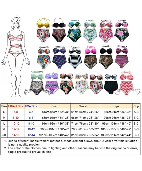 2PCS Womens High Waisted Swimsuit Bathing Suit Set Beach Bikini Swimwear - Purple Wave - CP18DTTMDRR $10.58-Sets