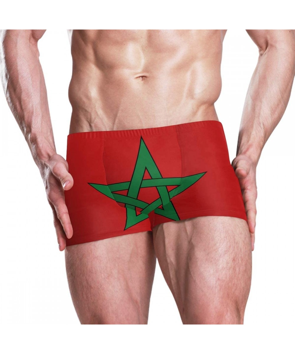 New Zealand Flag Men's Swim Trunks Square Leg Swimsuit Swimwear Boxer Brief - Moroccan Flag - CE18T0TI0KY $36.80-Racing