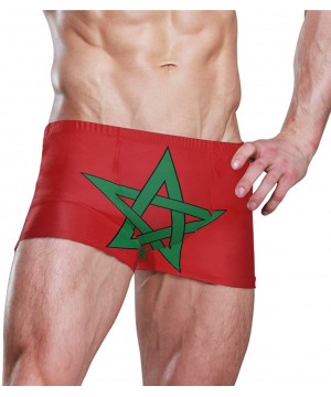 New Zealand Flag Men's Swim Trunks Square Leg Swimsuit Swimwear Boxer Brief - Moroccan Flag - CE18T0TI0KY $36.80-Racing