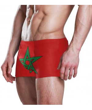 New Zealand Flag Men's Swim Trunks Square Leg Swimsuit Swimwear Boxer Brief - Moroccan Flag - CE18T0TI0KY $36.80-Racing