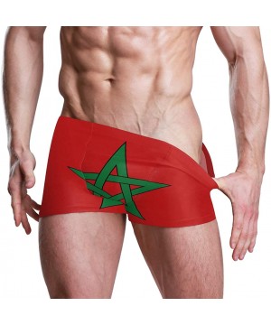 New Zealand Flag Men's Swim Trunks Square Leg Swimsuit Swimwear Boxer Brief - Moroccan Flag - CE18T0TI0KY $36.80-Racing