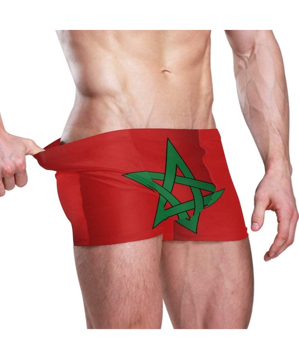 New Zealand Flag Men's Swim Trunks Square Leg Swimsuit Swimwear Boxer Brief - Moroccan Flag - CE18T0TI0KY $36.80-Racing