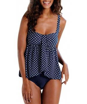 Womens Shorts Polyester Push-Up Padded Bra Tankini Swimsuit Bikini - 7314dark Blue - C218O2HYW6K $18.01-Racing