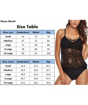 Women's Tankini Two Pieces Swimsuit Crochet Lace Bathing Suit Brief Bottom Beachwear - Blue - C818U0Z4CX6 $14.25-Sets