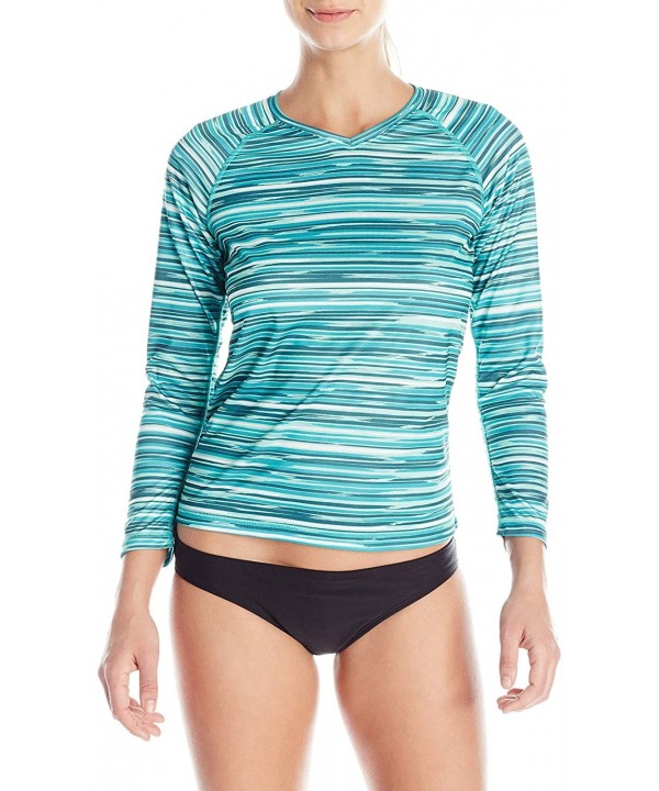 Women's UPF 50+ Long Sleeve Active Swim Tee & Workout Top - Green - CQ11UBTMRFX $19.72-Rash Guards